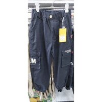 Quần thô bé trai, túi hộp bo gấu màu đen