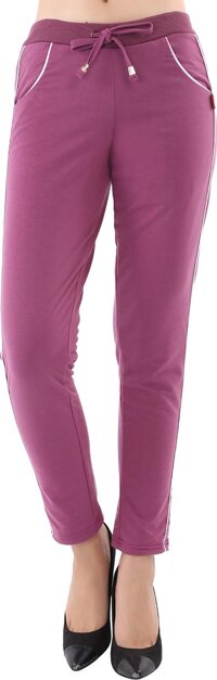 Quần thun dài nữ jogger 1 sọc dây lé Phúc An - Nho - M