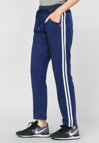 Quần thun dài nữ jogger hai sọc Phúc An màu xanh  - Size M