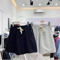 QUẦN THUN LỬNG TRƠN ỐNG RỘNG CHẤT DA CÁ AZURA FASHION, Quần Short Lửng Đen Trơn cartoon 3D CUTE, quần đùi nữ - Đen - XL