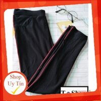 Quần thun nữ - legging (Ôm body,Quần màu đen - viền sọc đỏ, vàng chanh,hồng)