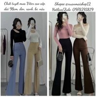 Quần thun ống loe vãi không nhăn, lưng cao tôn dáng, quần lưng thun giả dây kéo -Shop9