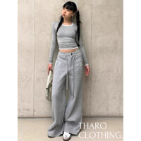 Quần Thun Ống Rộng Dây Rút, Đính Nút (set) - Tharo Clothing [QUAN0041]