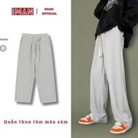 Quần thun tăm ống rộng nam nữ màu xám ghi dáng suông kiểu dáng UNISEX cao cấp IMANSTORE-01