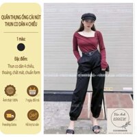Quần Thụng Jogger Nữ (Có Bigsize) Lưng Chun Dập Ly Ống Cài Nút Chất Liệu Thun Co Dãn 4 Chiều Năng Động Thể Thao
