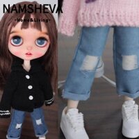 Quần thường ngày công chúa NAMSHEVA, Quần jean rách Mini dễ thương, Đồ chơi quà tặng Phụ kiện thời trang DIY Quần búp bê Quần áo cho azone ob24 Búp bê cho búp bê blythe
