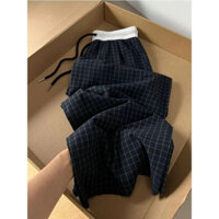 Quần thường ngày kẻ sọc giả hai chiếc cổ điển kiểu Mỹ quần ống rộng ống đứng dáng suông mẫu mỏng mùa hè cho nữ áo giáp chồn đóng lưới phối đồ PUAR