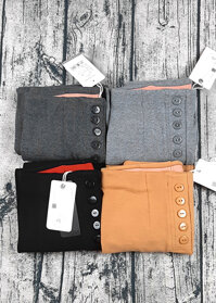 Quần Tregging Legging Cạp Cao Đính 5 Cúc - Hàn Quốc - ĐEN