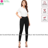Quần tregging nữ Hiền Trần BOUTIQUE lưng cạp cao dài dáng thun ôm bó legging skinny vải giữ nhiệt màu đen - L - ĐEN