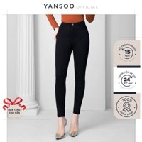 Quần tregging nữ Yansoo lưng cạp cao dài dáng thun ôm bó legging skinny vải giữ nhiệt màu đen Q13 - Hàng mới về