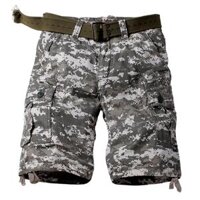 Quần túi hộp kaki nam, quần short túi hộp rằn ri lính ARM-863 không thắt lưng - Rằn ri xám - 34