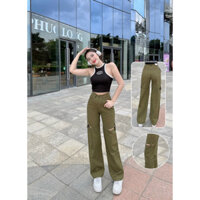 Quần túi hộp kaki xẻ đùi