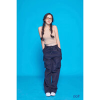 Quần túi hộp nữ cargo Doli dáng dài ống rộng kaki Hiphop