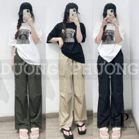 Quần túi hộp nữ cargo pant, quần dù nữ dây rút dáng rộng chất liệu nhẹ mát duongphuongjean - QU102