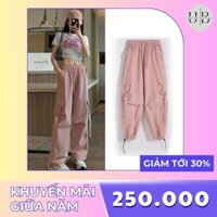 Quần Túi Hộp Nữ Kaki Ống Rộng Chất Liệu Kaki