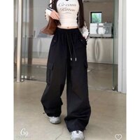 Quần Túi Hộp Nữ Rút Chất Kaki Rũ Đanh Mịn Ống Rộng