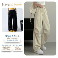 Quần vải dù ống rộng màu trơn quần jogger ống rộng thể thao unisex UNS QS005