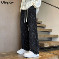 Quần vải nhung nhuộm dây buộc nam thẳng ống rộng quần ống rộng kiểu Mỹ quần nam đẹp trai quần bẩn