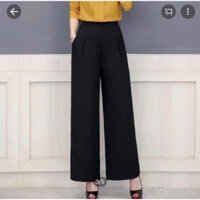 quần vải nữ ông suông  màu đen  có ba sai