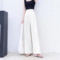 Quần Vải Nữ SALE Culottes Ống Suông siêu cao khóa trước 2 khuy chất tuyết mưa nhập khẩu cao cấp - trắng,S<45kg6486