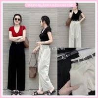 Quần vải nữ suông Quảng Châu Loại 1 thiết kế kèm đai trẻ trung siêu xinh, Quần công sở ống rộng rẻ đẹp