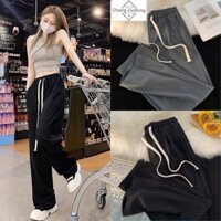 QUẦN VẢI ỐNG RỘNG NỮ CẠP CHUN CHẤT VẢI RUBY MỀM ĐỨNG DÁNG DÀI MÀU NÂU ĐEN - QUẦN TÂY LƯNG CAO ỐNG SUÔNG NỮ DÁNG DÀI MẶC