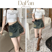Quần váy jean V5 - Chân váy jean dáng chữ A vạt chéo cạp cao cá tính, năng độn đủ size 60kg - Dapan Store