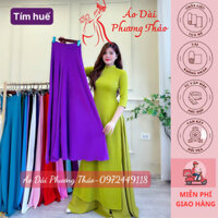 Quần váy lụa Mỹ màu tím huế, dáng xoè ống rộng 90cm  QVTH