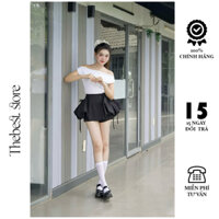 Quần váy tùng phồng đính nơ túi xinh xắn THEBEST IVD1