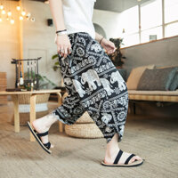 Quần voi Thái Nam Mùa Hè Quần Crop Xu Hướng size Lớn Rời Quần Đi Biển Quần Short