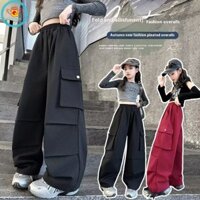 Quần xếp ly thời trang IQ Angel dành cho bé gái - Thoải mái và bền bỉ, Đen & Burgundy