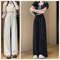 Quần xuông tăm nơ 3 màu đen-ghi-trắng Nữ Women Pants Kem