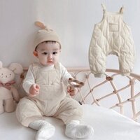 Quần yếm bông cho bé mùa thu đông 0-3 tuổi, quần áo cho bé trai và bé gái, quần lông cừu, quần bông màu sắc đồng nhất