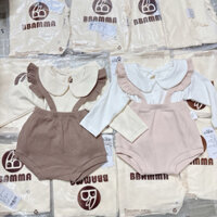 Quần yếm cánh tiên mix cùng áo cổ sen siêu xinh cho bé gái_Hàng QCCC