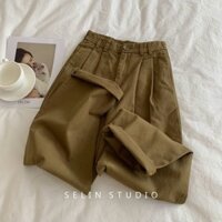 Quần yếm cao cấp Nữ 2024 Phong Cách Mới Cotton Nguyên Chất Quần Âu ins Hợp Thời Trang Phù Hợp Với Quần Nữ Slim-fit Slimer Look Stra