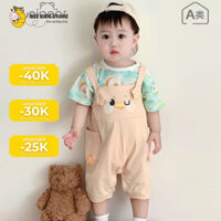 Quần yếm cotton mùa hè cho bé trai và bé gái, Quần yếm in hình con vịt quần short bé 9 tháng tuổi đến 4 tuổi 1005