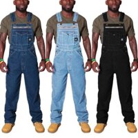 Quần yếm Denim nam yếm yếm đơn giản Áo bảo hộ lao động thợ mộc màu trơn cỡ lớn