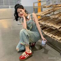 Quần yếm denim rộng rãi, phong cách retro, màu sắc đa dạng, thiết kế thời trang cho phụ nữ, mùa xuân thu 2025, quần harem đa năng