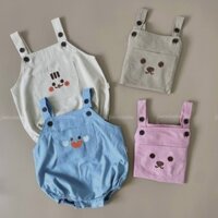 Quần Yếm Hình Thú Ngộ Nghĩnh Cho Bé, Body Yếm Linen Hàn Thêu Hình Dành Cho Bé Trai Và Bé Gái