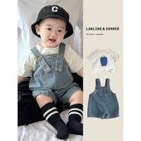Quần yếm jean cho bé trai 7-18kg kiểu dáng cá tính