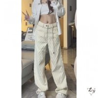 Quần Yếm Jean Dài Ống Rộng Phong Cách retro Thời Trang Cho Nữ