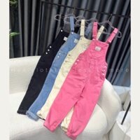 quần yếm jean dài phối nút túi trẻ trung cá tính