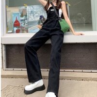 Quần yếm jean kaki dáng rộng, quần yếm jean nữ phong cách ulzzang_y6