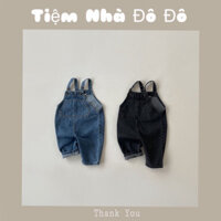 Quần yếm jean vải bò  cho bé gái bé trai em bé sơ sinh siêu đẹp tông trơn cao cấp từ 0-12 tháng