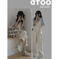 Quần yếm kaki 2 dây màu nâu be phom thụng ulzzang dễ phối đồ Q037  Yếm quần nữ dáng dài ống rộng phong cách hàn quốc