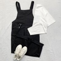 Quần Yếm Kaki MAKE màu XANH LÁ/ĐEN form Nam nữ unisex