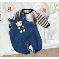 Quần yếm kèm gấu cho bé trai bé gái - dòng size nhí - chất jean mềm mại - hàng có sẵn