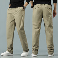 Quần yếm nam mùa thu mỏng giải trí cực lớn kích thước quá khổ quần ống rộng trẻ trung và trung niên đơn giản màu rắn