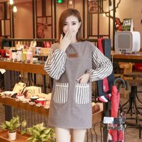 Quần yếm phiên bản Hàn Quốc Nhà bếp thời trang Chống thấm nước Quần yếm dài tay dễ thương dành cho nữ trưởng thành Quần yếm nam hai lớp 1210