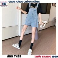 Quần Yếm short jeans bò 2 túi kiểu dáng hàn quốc kute dễ thương ĐỦ SIZE -PHƯƠNG 1989